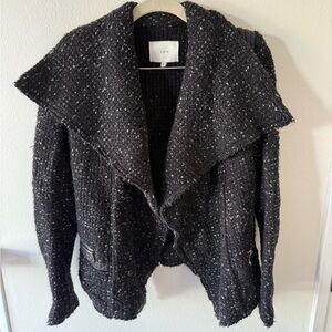 IRO Black and White Tweed and Leather Jacket